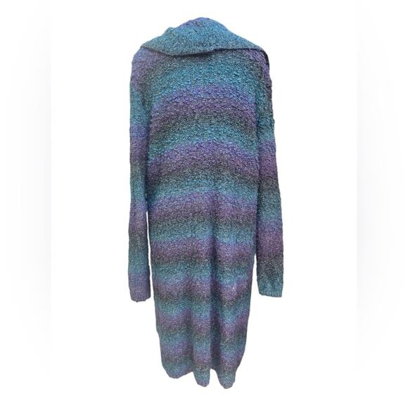 Y2K Relaxed Cozy Rainbow Metallic Knit Boho Fairy Duster Sweater Cardigan Size L - Picture 5 of 7